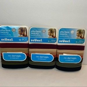 Scunci Hair Ties Ponytail Elastics No Metal Fall Warm Colors Red Tan